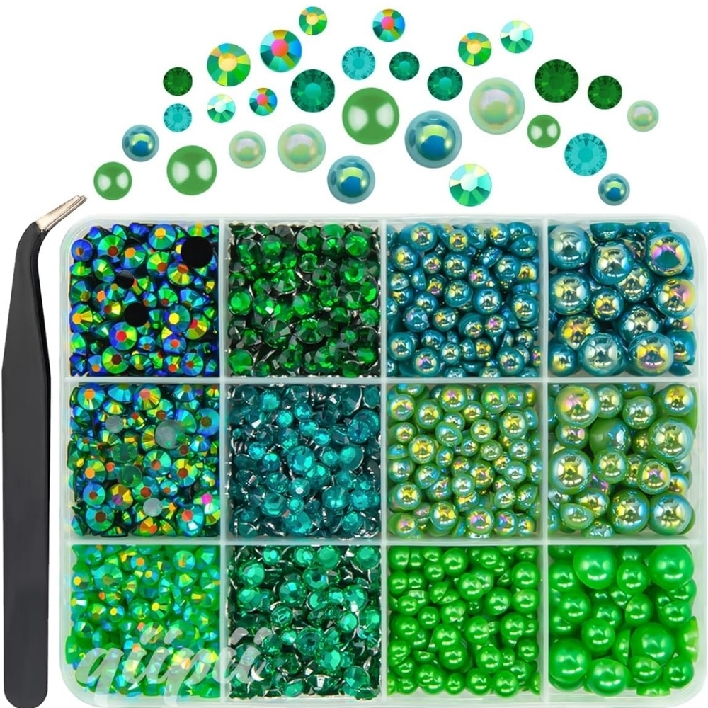 Blinged Out Green Weekly Pill Organizer - Picture 2 of 2